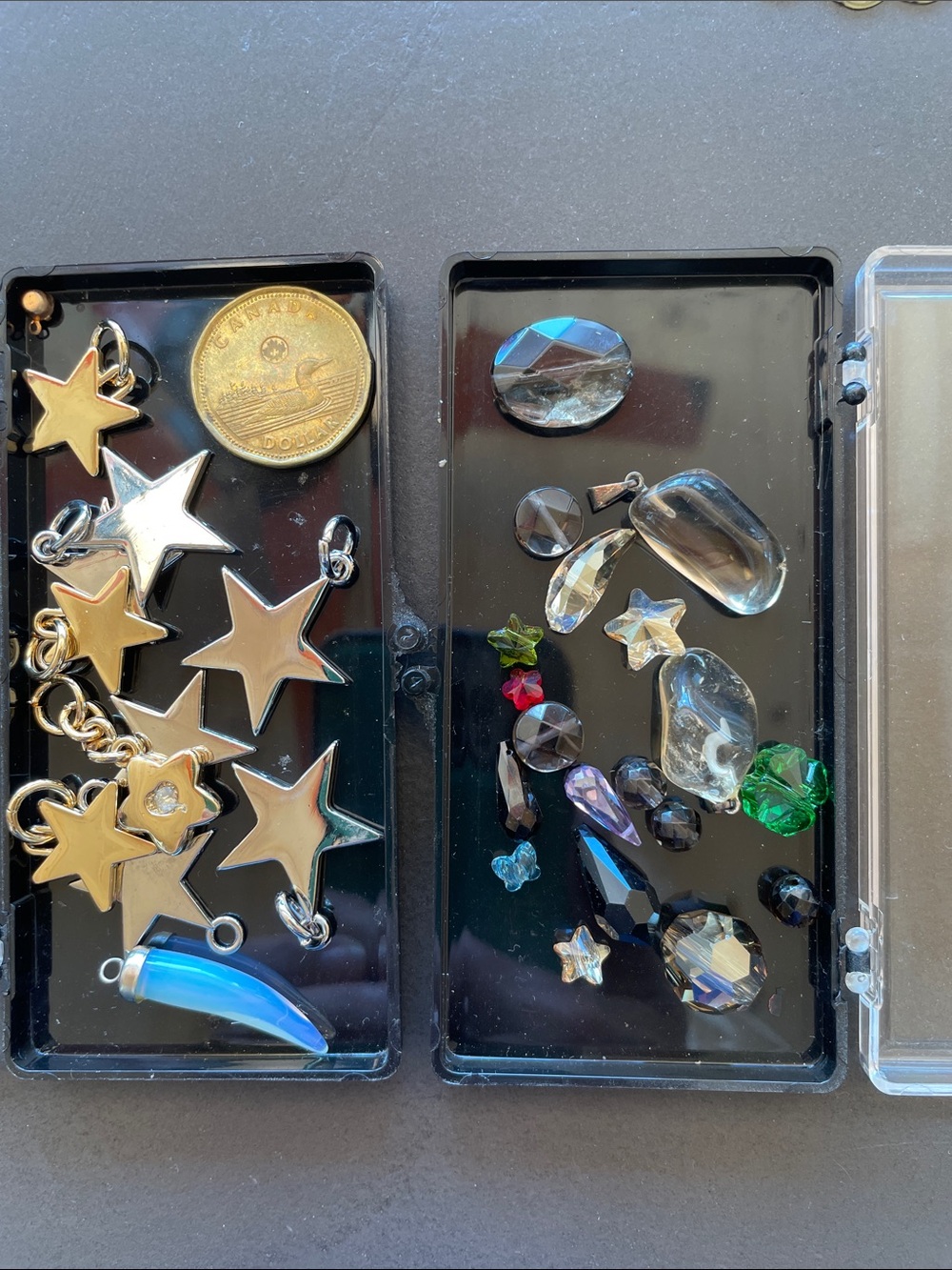 Jewelry Supplies-Gold  Star Charm Mix with Blue Horn Accent & Cristal Stone Set